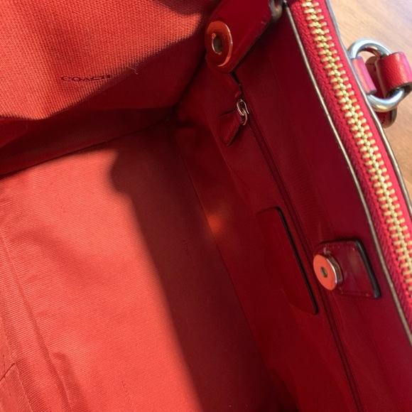 Coach Cherry Red Leather Tote - Picture 5 of 11